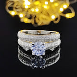 New Design Rose Gold Silver Color Round Cut AAA+ Quality Luxury Wedding Ring Set