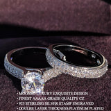 New Design Rose Gold Silver Color Round Cut AAA+ Quality Luxury Wedding Ring Set