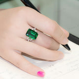 NEW ARRIVAL -  Elegant Designer Green rectangle cut AAA+ Quality CZ Diamonds Luxury Rings