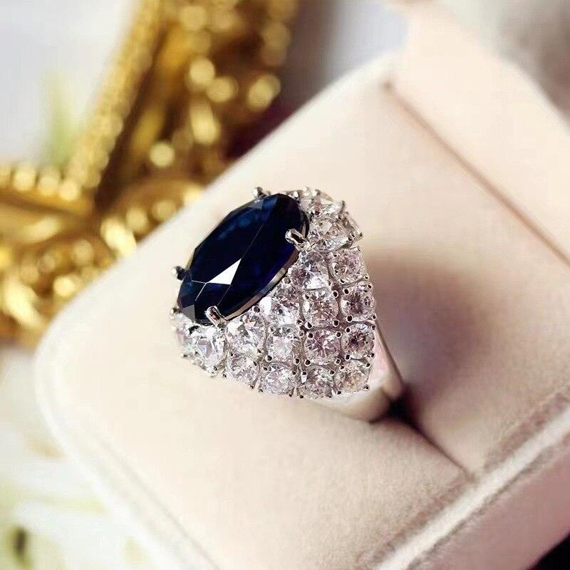 New Luxury Premium Blue Oval AAA+ Quality Zircon Diamond Jewelry Rings
