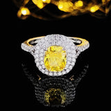 New Arrivals Stunning Pink Yellow Cushion Cut AAA+ Quality CZ Diamonds Luxury Rings