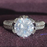 New Arrival Luxury Lotus Design Round Cut AAA+ Quality CZ Diamonds Fashion Rings