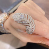 NEW VINTAGE RINGS Feather CZ Diamond 925 sterling silver Promise Engagement Ring