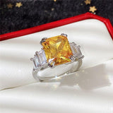 Gorgeous New Arrival Luxury Blue Yellow Color Rectangle AAA+ CZ Diamonds Fashion Rings - Rings Universe