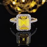 NEW ARRIVAL Designer Fashion Yellow Square Cut AAA+ Quality CZ Diamonds Fashion Rings