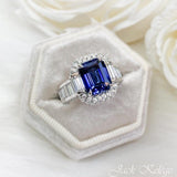 New Luxury Princess Cut Blue Color Rectangle AAA+ CZ Diamonds Fashion Engagement Ring - Rings Universe