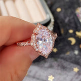 New Arrival Outstanding Luxury Rose Gold Color Marquise Cut AAA+ CZ Diamond Fashion Rings - Rings Universe