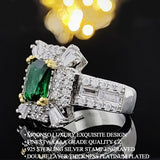 New Arrival Luxury Green Color Princess Cut Marvelous AAA+ Quality CZ Diamonds Ring