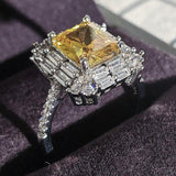 NEW Luxury Yellow Color Princess Cut AAA+ Quality CZ Diamonds Engagement Fashion Rings - Rings Universe
