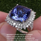 New Arrival Luxury Purple Color Cushion Cut Large AAA+ Quality CZ Diamonds Fashion Rings