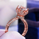New  Arrival Trendy Flower Design AAA+ Quality CZ Diamonds Solitaire Engagement Rings