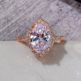 New Arrival Outstanding Luxury Rose Gold Color Marquise Cut AAA+ CZ Diamond Fashion Rings - Rings Universe