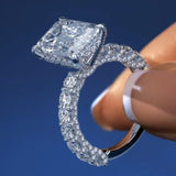 New Luxury Princess Cut Silver Color AAA+ CZ Diamonds Designer Engagement Rings