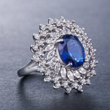 Delightful New Luxury Blue Color Oval Cut AAA+ Cubic Zirconia Diamonds Fashion Rings - Rings Universe