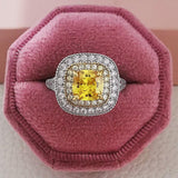 Dazzling New Luxury Yellow Color Cushion Cut AAA+ CZ Diamonds Fashion Rings - Rings Universe