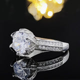 New Arrival Luxury Lotus Design Round Cut AAA+ Quality CZ Diamonds Fashion Rings