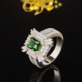 New Arrival Luxury Green Color Princess Cut Marvelous AAA+ Quality CZ Diamonds Ring