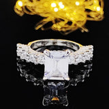 New Luxury Princess Cut Silver Color AAA+ CZ Diamonds Designer Engagement Rings - Rings Universe