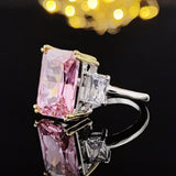New Luxury Pink Designer Princess Cut AAA+ Quality CZ Diamonds Engagement Rings