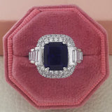 New Luxury Princess Cut Blue Color Rectangle AAA+ CZ Diamonds Fashion Engagement Ring - Rings Universe