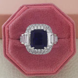 New Luxury Princess Cut Blue Color Rectangle AAA+ CZ Diamonds Fashion Engagement Ring - Rings Universe
