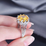 Elegant New Arrival Luxury Yellow Lotus Design AAA+ Cubic Zirconia Diamonds Rings - Rings Universe