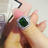 Desirable New Luxury Blue Green Red Color Princess Cut AAA+ CZ AAA+ Diamonds Fashion Rings - Rings Universe