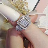 New Arrival - Luxury Rectangle Design Elegant AAA+ Quality CZ Diamonds Engagement Rings