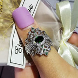 QUALITY RINGS Designer Luxury Green Round Retro Court Style AAA+ CZ Diamonds Rings - Rings Universe