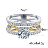 Glamorous Luxury Gold Silver Color Geometry AAA+ Cubic Zirconia Diamonds Fashion Rings - Rings Universe