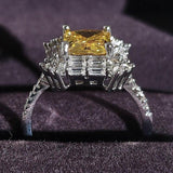 NEW Luxury Yellow Color Princess Cut AAA+ Quality CZ Diamonds Engagement Fashion Rings - Rings Universe