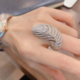 NEW VINTAGE RINGS Feather CZ Diamond 925 sterling silver Promise Engagement Ring