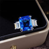 Gorgeous New Arrival Luxury Blue Yellow Color Rectangle AAA+ CZ Diamonds Fashion Rings - Rings Universe