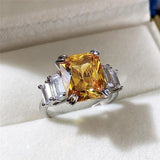 Gorgeous New Arrival Luxury Blue Yellow Color Rectangle AAA+ CZ Diamonds Fashion Rings - Rings Universe