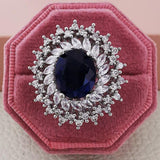 Delightful New Luxury Blue Color Oval Cut AAA+ Cubic Zirconia Diamonds Fashion Rings - Rings Universe