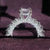 New Luxury Princess Cut Silver Color AAA+ CZ Diamonds Designer Engagement Rings - Rings Universe