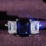 NEW ARRIVAL New Luxury Blue Color Rectangle AAA+ Quality CZ Diamonds Fashion Rings - Rings Universe