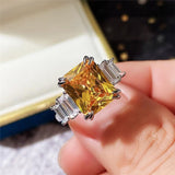 Gorgeous New Arrival Luxury Blue Yellow Color Rectangle AAA+ CZ Diamonds Fashion Rings - Rings Universe