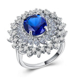 Delightful New Luxury Blue Color Oval Cut AAA+ Cubic Zirconia Diamonds Fashion Rings - Rings Universe