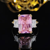 New Luxury Pink Designer Princess Cut AAA+ Quality CZ Diamonds Engagement Rings
