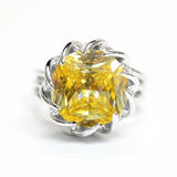 Elegant New Arrival Luxury Yellow Lotus Design AAA+ Cubic Zirconia Diamonds Rings - Rings Universe