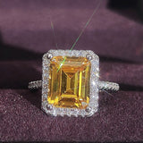 NEW ARRIVAL Designer Fashion Yellow Square Cut AAA+ Quality CZ Diamonds Fashion Rings