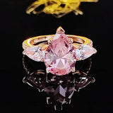 NEW Arrivals Pear Cut Gold Color Pink Designer AAA+ Quality CZ Diamonds Luxury Fashion Rings - Rings Universe