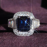 New Luxury Princess Cut Blue Color Rectangle AAA+ CZ Diamonds Fashion Engagement Ring - Rings Universe