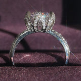 New Arrival Luxury Lotus Design Round Cut AAA+ Quality CZ Diamonds Fashion Rings