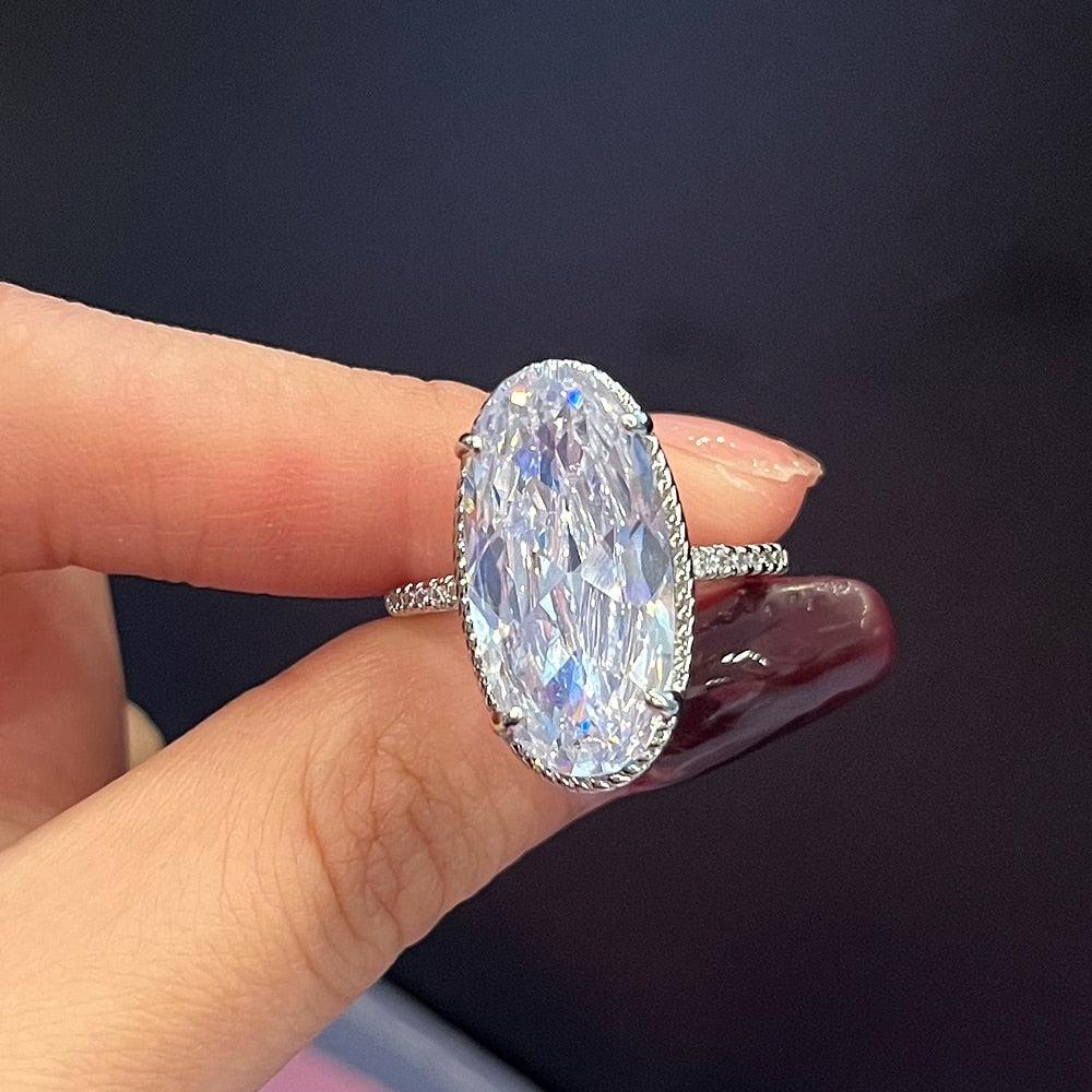 2pcs Crystal Woman Big Zircon Stone Ring Silver Bridal Engagement Ring |  Fruugo NO