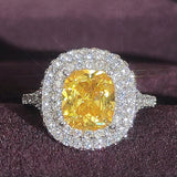New Arrivals Stunning Pink Yellow Cushion Cut AAA+ Quality CZ Diamonds Luxury Rings