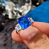 Gorgeous New Arrival Luxury Blue Yellow Color Rectangle AAA+ CZ Diamonds Fashion Rings - Rings Universe