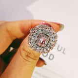 NEW ARRIVAL Dazzling Pink Multi Color Princess Cut AAA+ Quality CZ Diamonds Rings