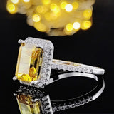NEW ARRIVAL Designer Fashion Yellow Square Cut AAA+ Quality CZ Diamonds Fashion Rings